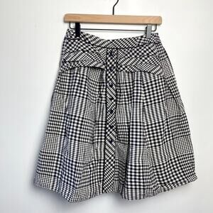 Odille Black and White Gingham A-Line Skirt